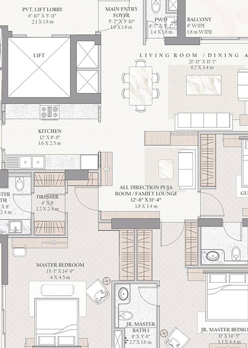Tarc Ishva 3 BHK Floor Plan & Price